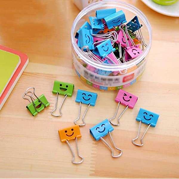 Smiling Binder Paper Clips, 40 Pack